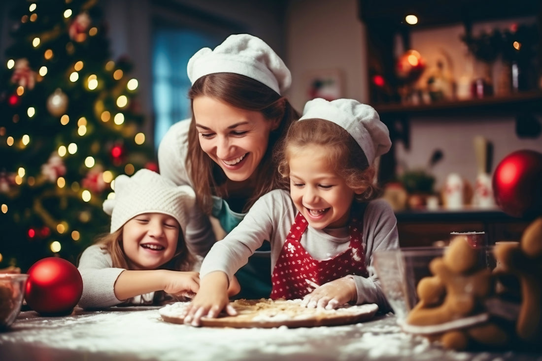 Kids baking at Christmas